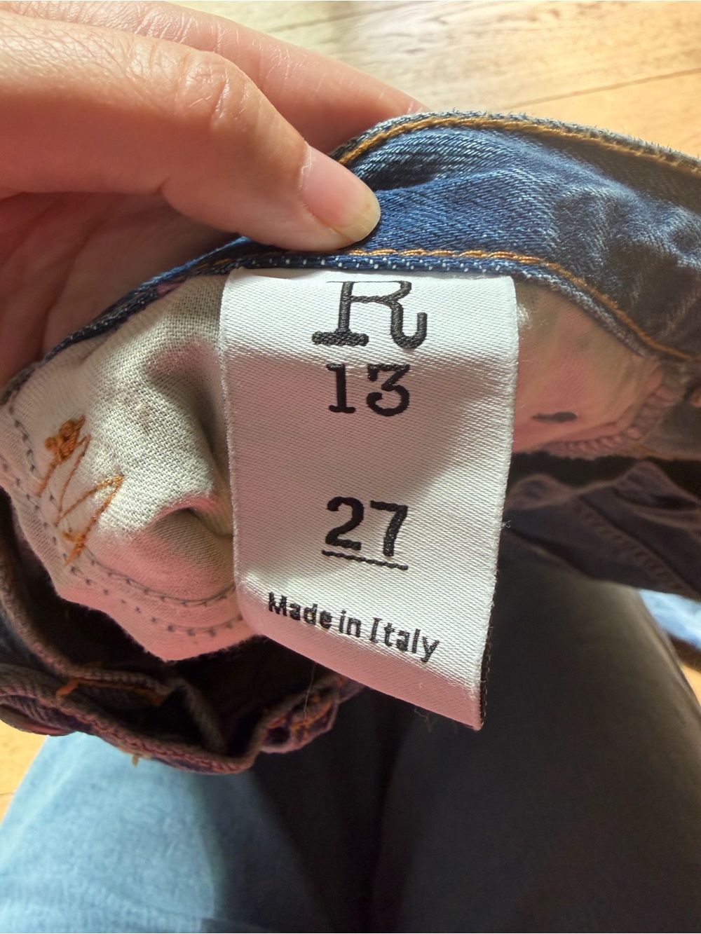 R13 Tailored Drop Denim Jean in Bain wash - 27 - Picture 12 of 17